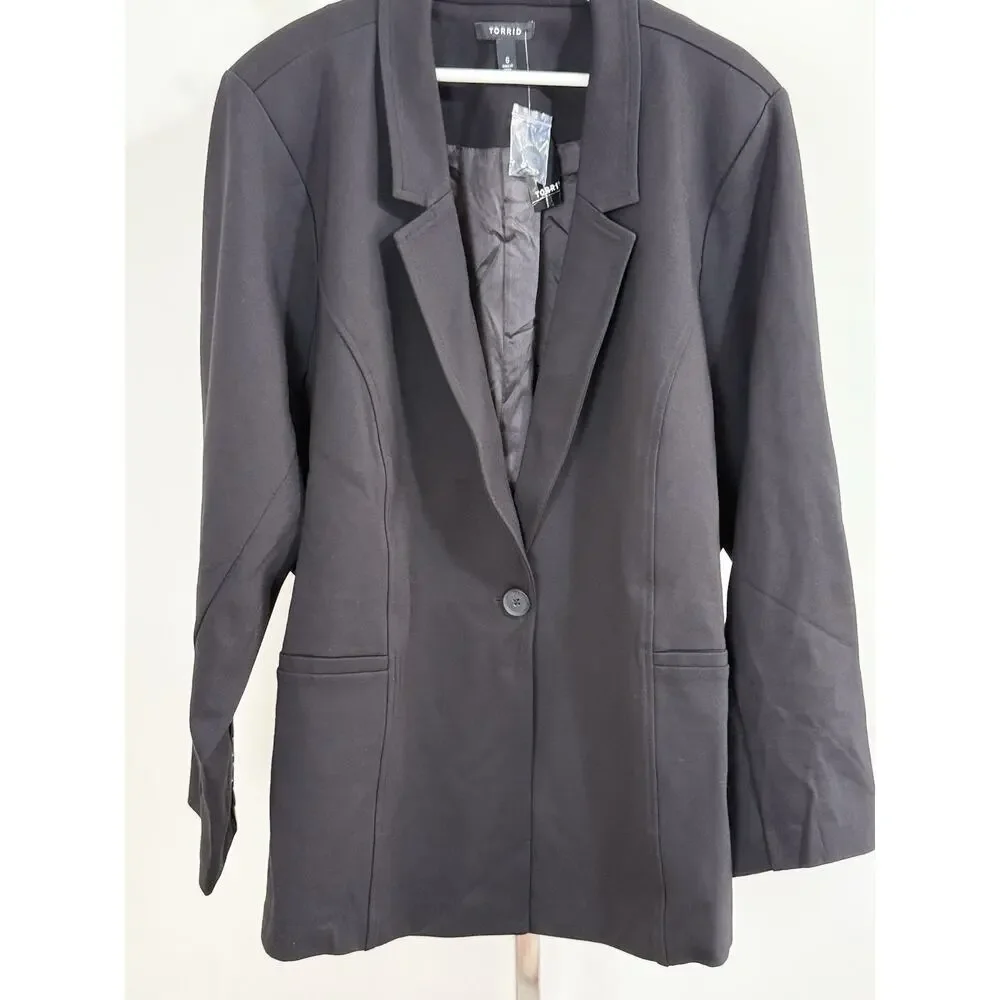 Torrid Womens Black Blazer Jacket Single Button Plus Size 6X Workwear Office NWT